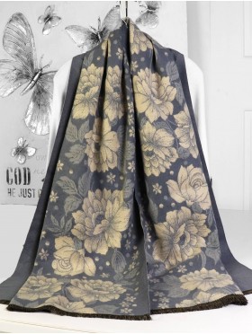 Cashmere Feeling Flower Print Premium Scarf